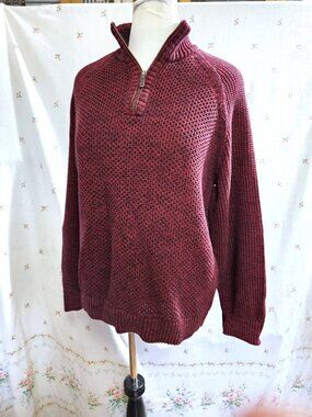 Size XL Denver Hayes 100% Cotton Sweater Dark Red And Black